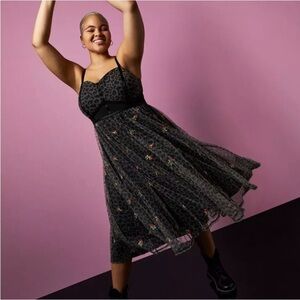 Torrid x Betsey Johnson Black and Gray Leopard Print Party Dress